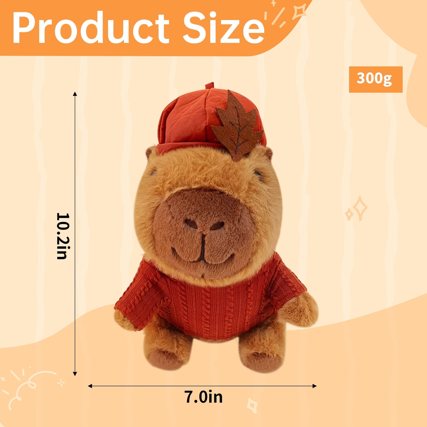 10.2" Capybara Stuffed Animal Plush Toy with Removable Red Clothes & Hat – Soft Kapibara Plushie for Kids, Collectors & Gifts