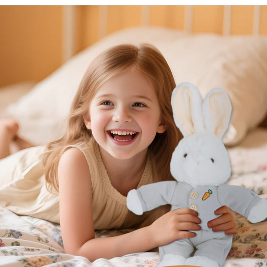 19'' Bunny Plush with Clothes – Soft Rabbit Stuffed Animal Toy with Floppy Ears & Blue Shirt, Cute Bunny Plushie Gift for Kids, Girls, Teens, Birthday, Valentine, Easter & Room Decor