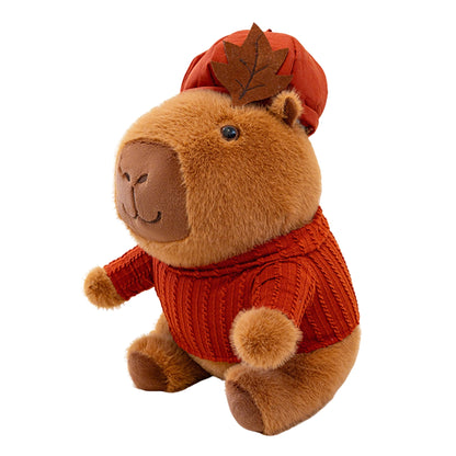 10.2" Capybara Stuffed Animal Plush Toy with Removable Red Clothes & Hat – Soft Kapibara Plushie for Kids, Collectors & Gifts