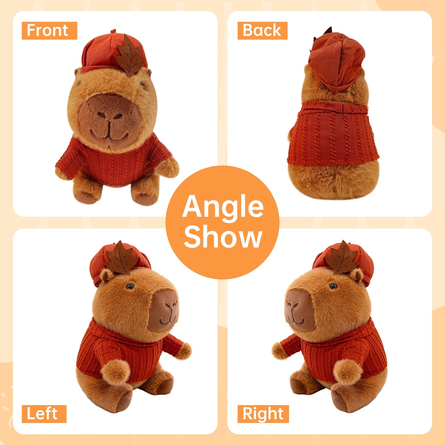 10.2" Capybara Stuffed Animal Plush Toy with Removable Red Clothes & Hat – Soft Kapibara Plushie for Kids, Collectors & Gifts