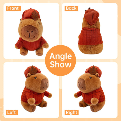 10.2" Capybara Stuffed Animal Plush Toy with Removable Red Clothes & Hat – Soft Kapibara Plushie for Kids, Collectors & Gifts