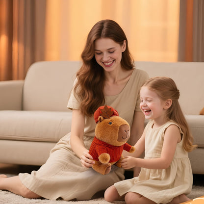 10.2" Capybara Stuffed Animal Plush Toy with Removable Red Clothes & Hat – Soft Kapibara Plushie for Kids, Collectors & Gifts