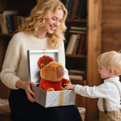 10.2" Capybara Stuffed Animal Plush Toy with Removable Red Clothes & Hat – Soft Kapibara Plushie for Kids, Collectors & Gifts