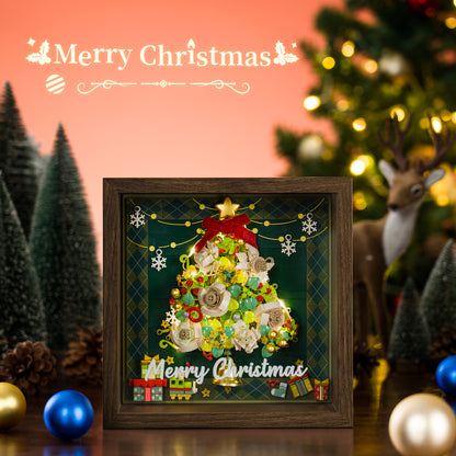 LED Christmas Tree Building Blocks with Wooden Frame – DIY Holiday Decoration Light-Up Showcase, Creative Christmas Gift for Adults & Teens