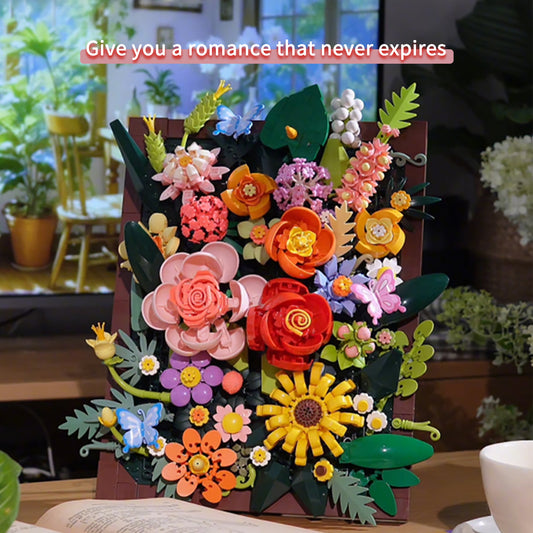 3D Floral Wall Art Building Blocks – Botanical DIY Picture Frame with Hanging & Standing Display, Gift-Ready Box, Home Decor Gift for Adults & Teens