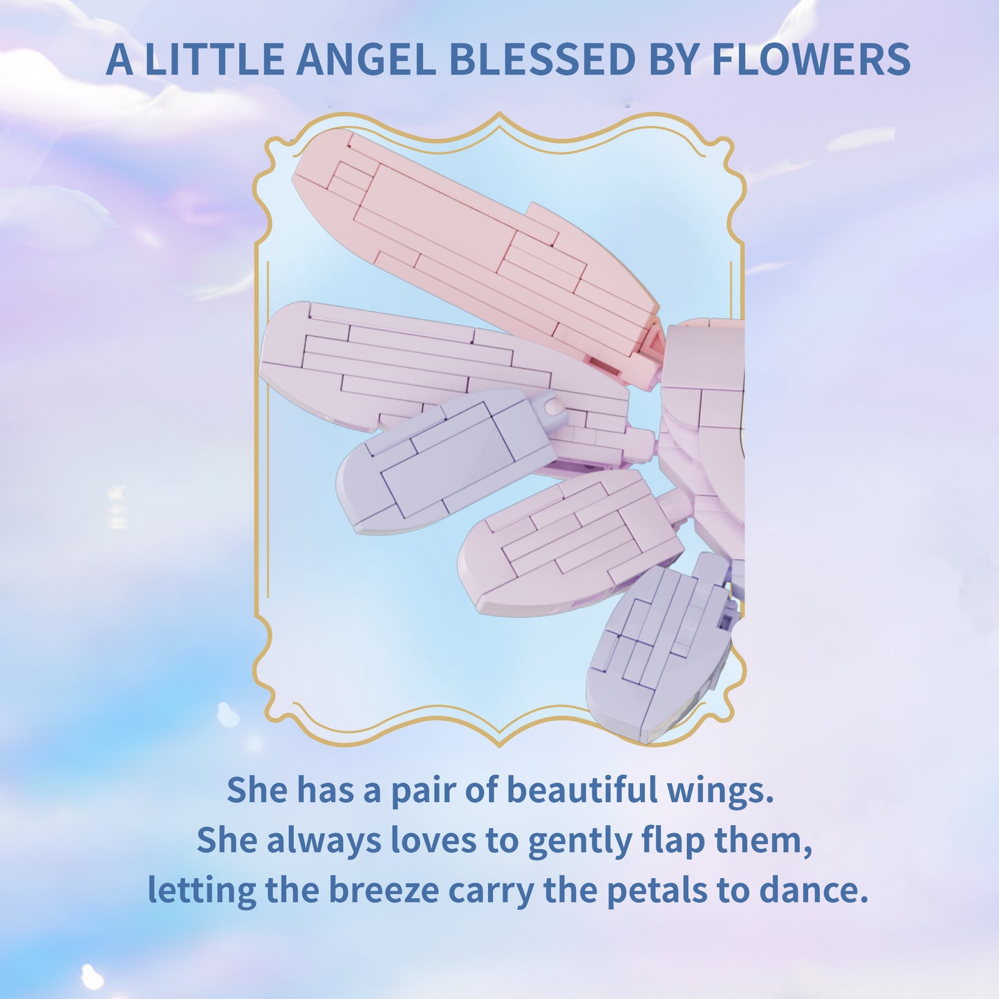 Angel Night Light Building Blocks Kit – USB Rechargeable LED Star Lamp with Flowers, Creative Home Decor & Romantic Gift for Kids & Adults