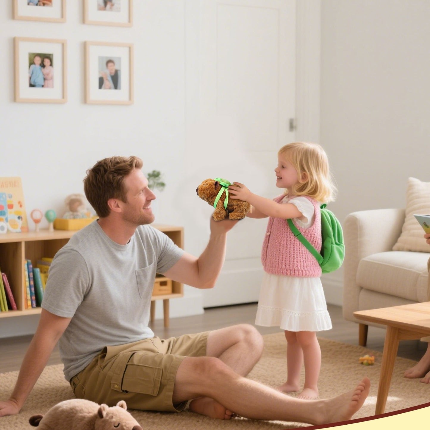 Brown Walking Capybara Plush – 6.3" Interactive Stuffed Animal with Removable Turtle Backpack, Sound & Movement | Soft Cute Gift for Kids