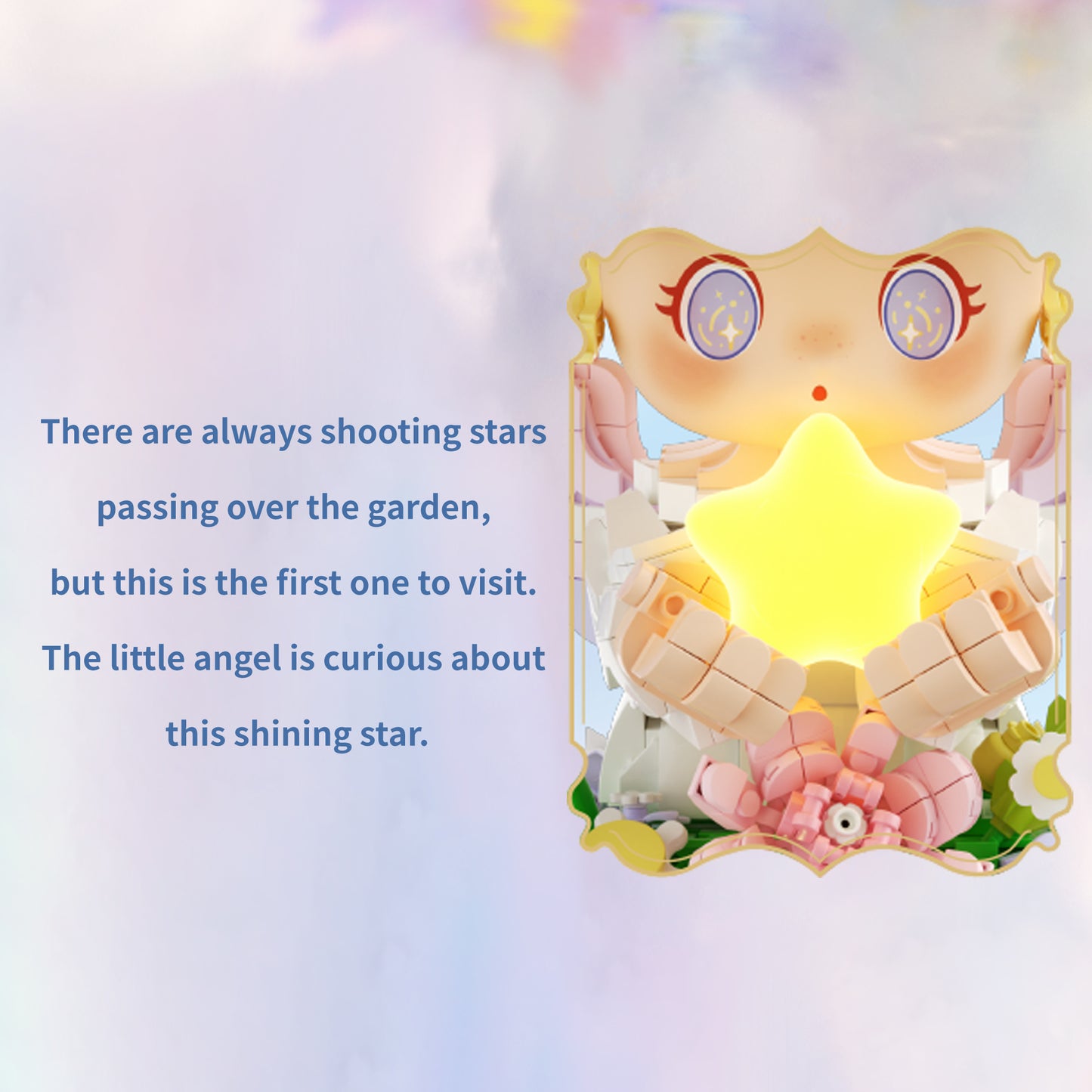 Angel Night Light Building Blocks Kit – USB Rechargeable LED Star Lamp with Flowers, Creative Home Decor & Romantic Gift for Kids & Adults