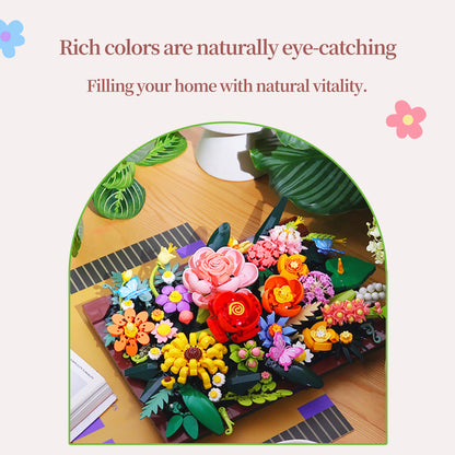 3D Floral Wall Art Building Blocks – Botanical DIY Picture Frame with Hanging & Standing Display, Gift-Ready Box, Home Decor Gift for Adults & Teens
