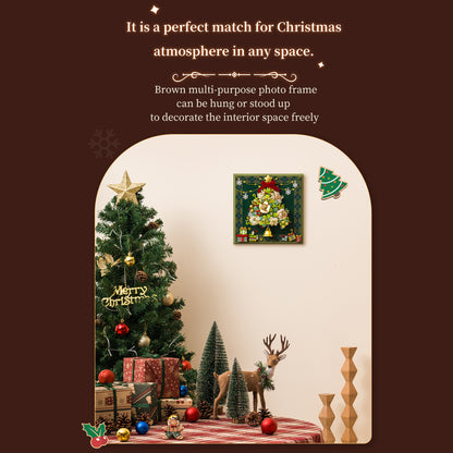 LED Christmas Tree Building Blocks with Wooden Frame – DIY Holiday Decoration Light-Up Showcase, Creative Christmas Gift for Adults & Teens