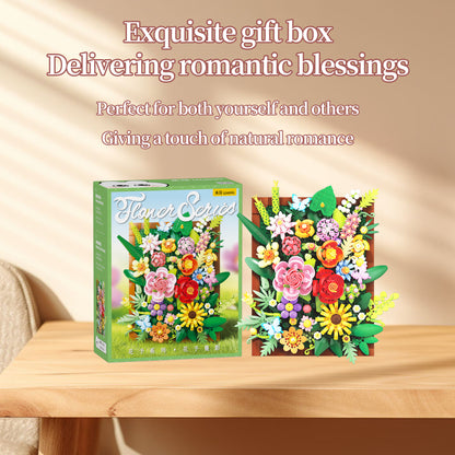 3D Floral Wall Art Building Blocks – Botanical DIY Picture Frame with Hanging & Standing Display, Gift-Ready Box, Home Decor Gift for Adults & Teens