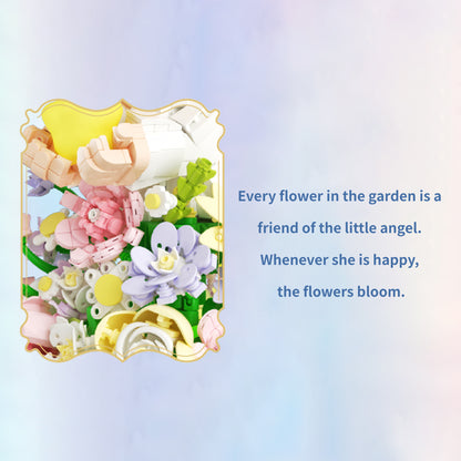 Angel Night Light Building Blocks Kit – USB Rechargeable LED Star Lamp with Flowers, Creative Home Decor & Romantic Gift for Kids & Adults