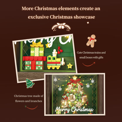 LED Christmas Tree Building Blocks with Wooden Frame – DIY Holiday Decoration Light-Up Showcase, Creative Christmas Gift for Adults & Teens