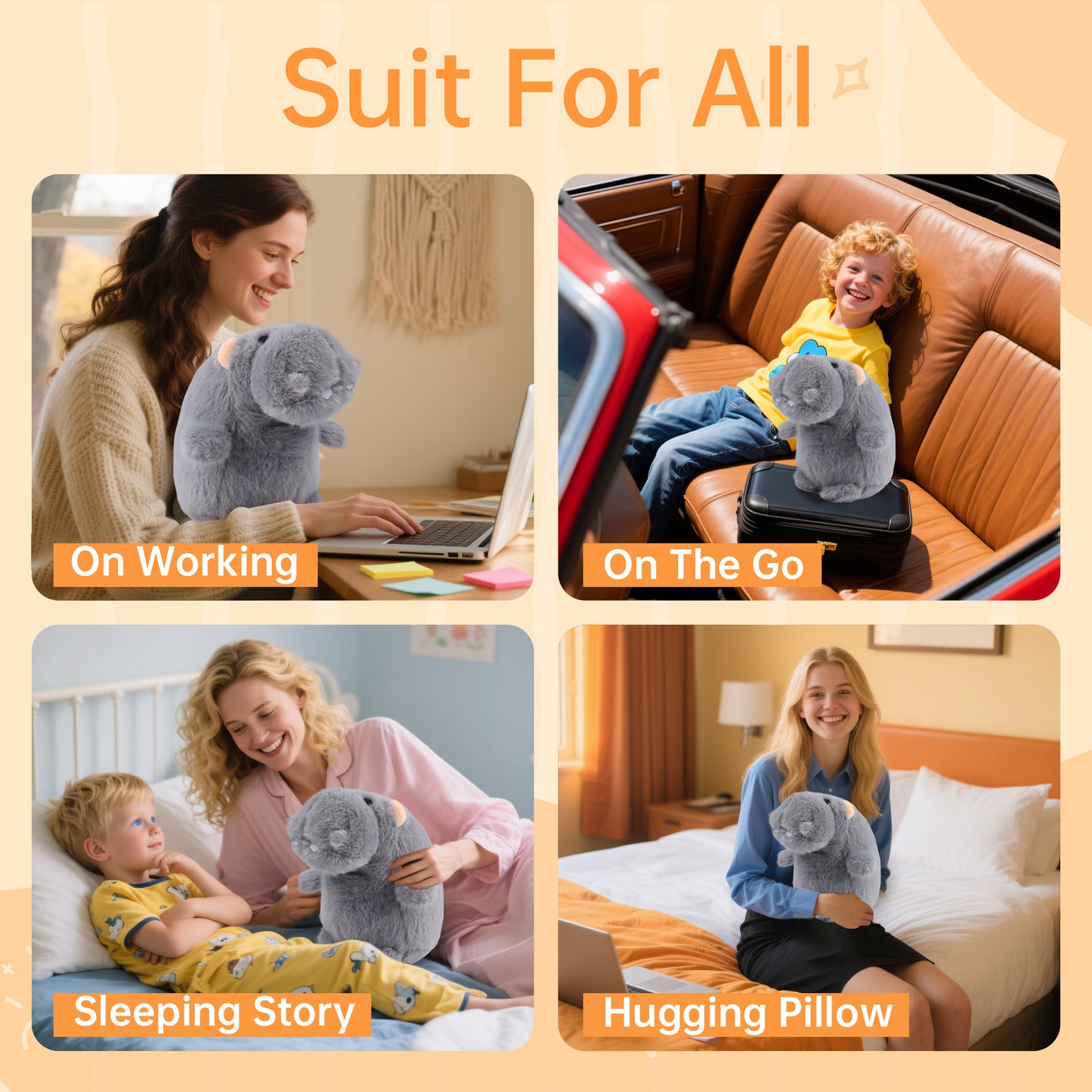 35cm Hippo Plush – Large Soft Grey Stuffed Animal Pillow Toy, Cute Hippopotamus Plushie Gift for Kids, Women & Girlfriends