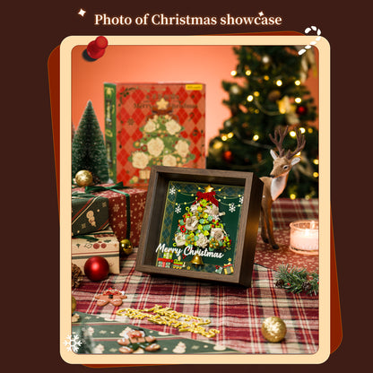 LED Christmas Tree Building Blocks with Wooden Frame – DIY Holiday Decoration Light-Up Showcase, Creative Christmas Gift for Adults & Teens