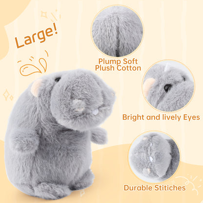 35cm Hippo Plush – Large Soft Grey Stuffed Animal Pillow Toy, Cute Hippopotamus Plushie Gift for Kids, Women & Girlfriends