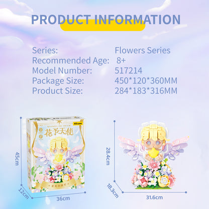 Angel Night Light Building Blocks Kit – USB Rechargeable LED Star Lamp with Flowers, Creative Home Decor & Romantic Gift for Kids & Adults