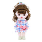 TaoTao Kawaii Vinyl Plush Doll 8.6" – Brown Curly Hair Princess with Blue Dress | Collectible Jointed Toy & Emotional Support Gift for Girls, Teens, Friends