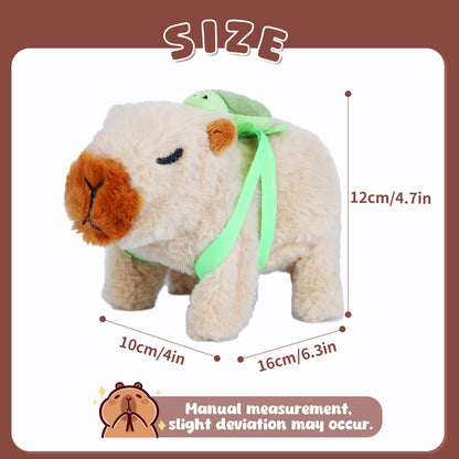 Electronic Walking Capybara Plush Toy with Turtle Shell Backpack – Interactive Capybara Stuffed Animal with Sounds & Nose Wiggle | Cute Capybara Gifts for Kids & Plush Lovers