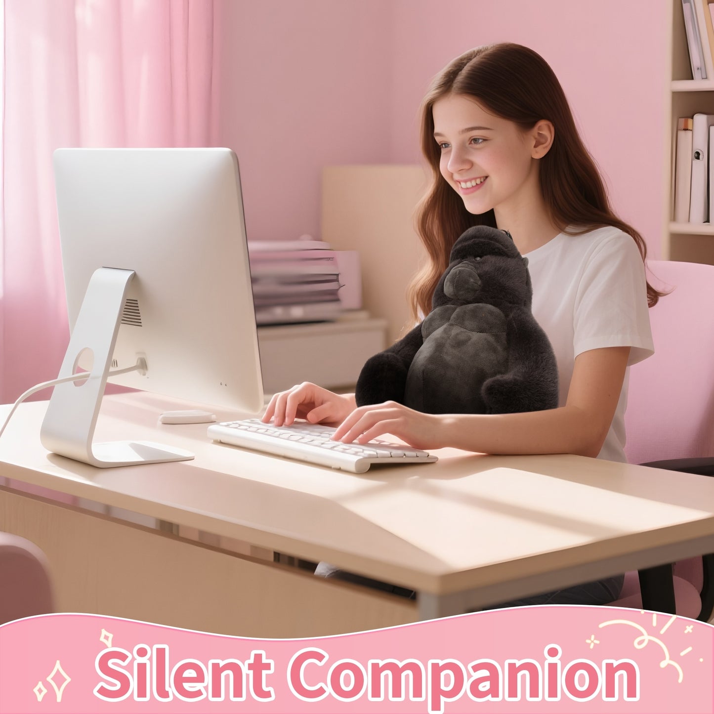 15'' Monkey Stuffed Animal – Soft Plush Hugging Pillow Toy, Adorable Black Monkey Plushie for Kids, Teens & Adults, Perfect Gift for Birthday, Christmas, Valentine, Room & Travel Decor