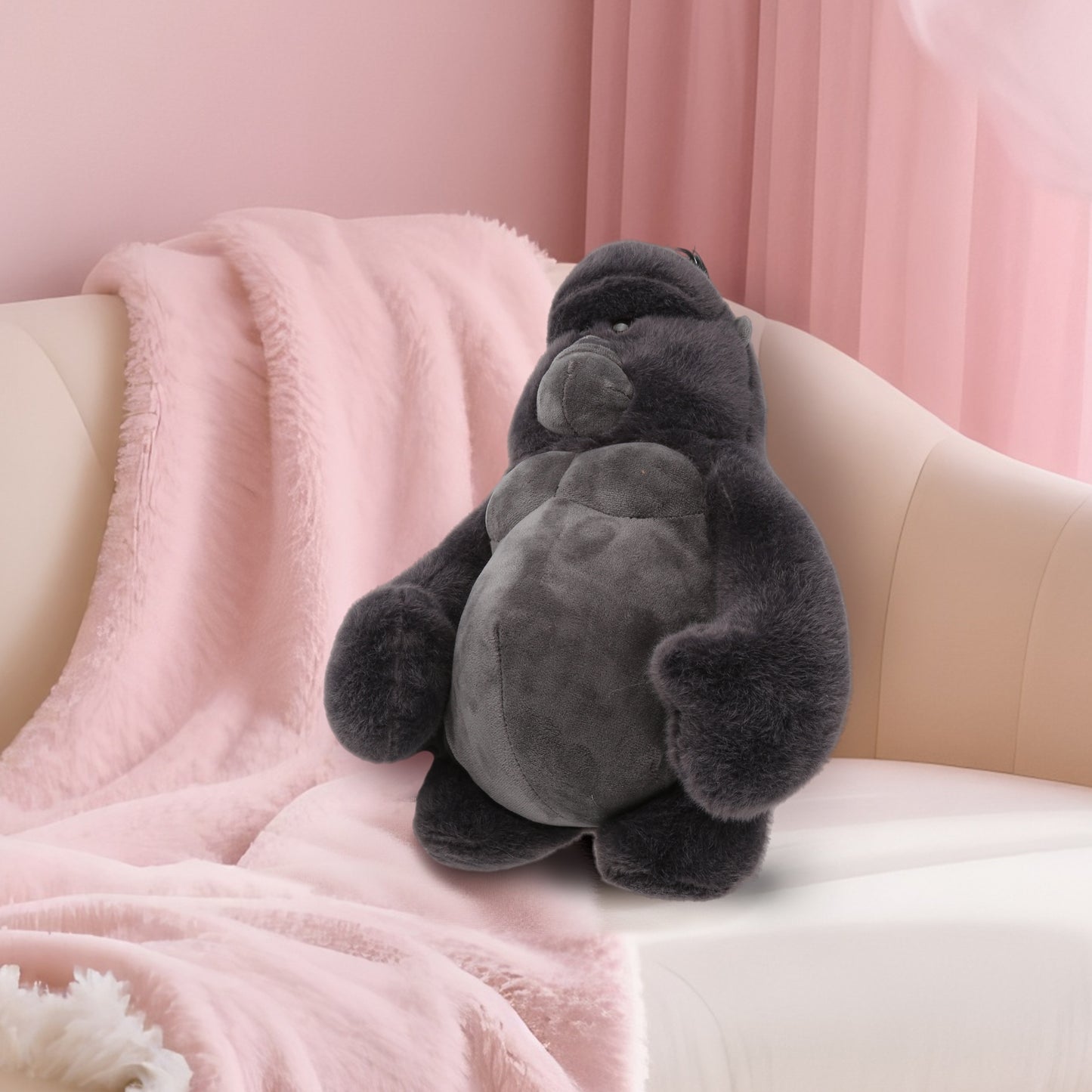 15'' Monkey Stuffed Animal – Soft Plush Hugging Pillow Toy, Adorable Black Monkey Plushie for Kids, Teens & Adults, Perfect Gift for Birthday, Christmas, Valentine, Room & Travel Decor