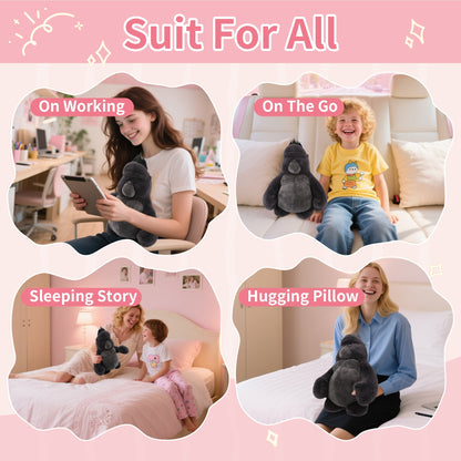 15'' Monkey Stuffed Animal – Soft Plush Hugging Pillow Toy, Adorable Black Monkey Plushie for Kids, Teens & Adults, Perfect Gift for Birthday, Christmas, Valentine, Room & Travel Decor