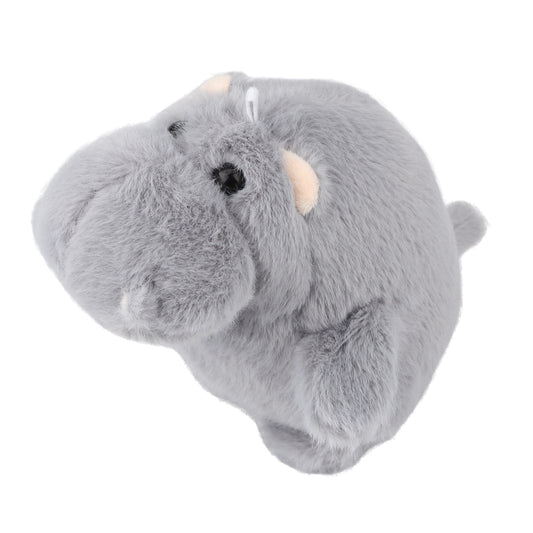 Mini Grey Hippo Plush – Small Soft Stuffed Animal Toy & Cute Bag Charm, Pocket-Size Chubby Hippopotamus Plushie Gift for Kids, Women & Girlfriends