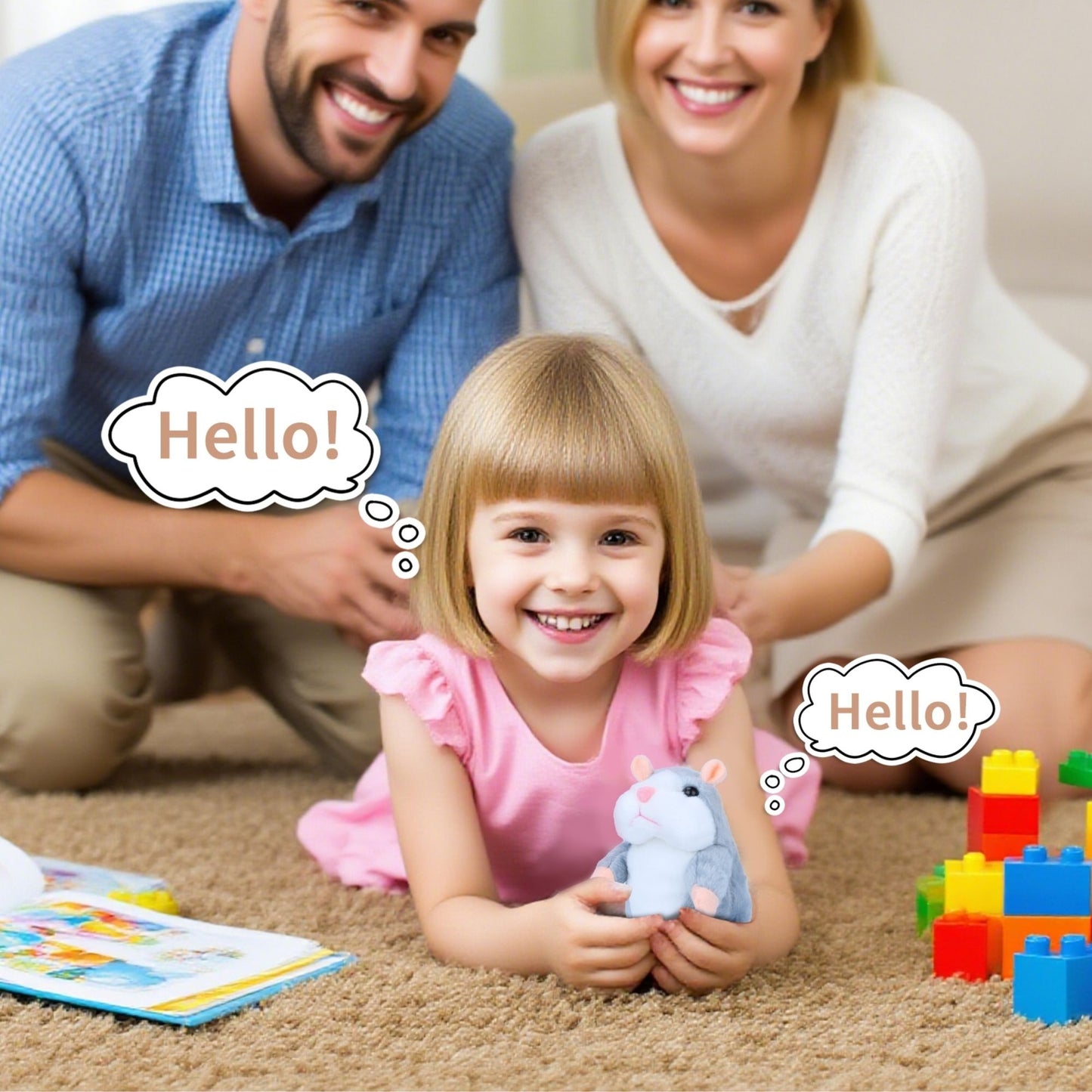 Talking Hamster Toy That Repeats What You Say – Interactive Plush Hamster Stuffed Animal for Kids, Funny Talking Toy for Toddlers, Educational Speech Therapy Plush Gift, Soft Gray Hamster for Boys & Girls