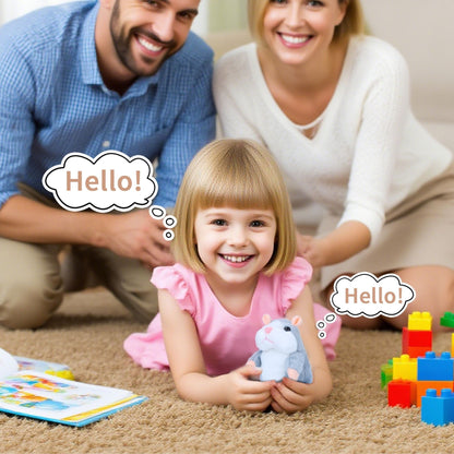 Talking Hamster Toy That Repeats What You Say – Interactive Plush Hamster Stuffed Animal for Kids, Funny Talking Toy for Toddlers, Educational Speech Therapy Plush Gift, Soft Gray Hamster for Boys & Girls