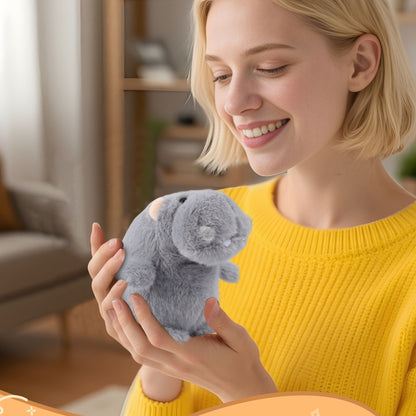 Mini Grey Hippo Plush – Small Soft Stuffed Animal Toy & Cute Bag Charm, Pocket-Size Chubby Hippopotamus Plushie Gift for Kids, Women & Girlfriends