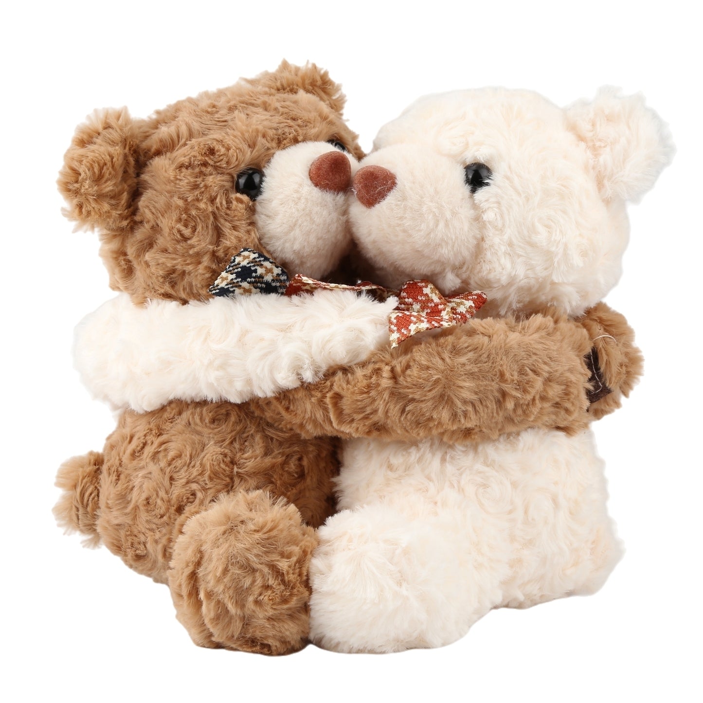 Hugging Teddy Bears – Soft Plush Couple Toys with Hook & Loop Paws, Cute Brown & White Stuffed Animals for Kids, Girlfriend & Home Decor