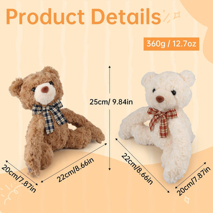 Hugging Teddy Bears – Soft Plush Couple Toys with Hook & Loop Paws, Cute Brown & White Stuffed Animals for Kids, Girlfriend & Home Decor