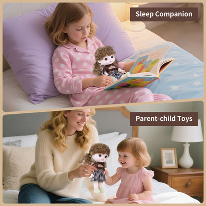 TaoTao Kawaii Vinyl Doll 8.6" – Plush Collectible with Double Ponytails, Strap Dress & Removable Outfits | Cute Emotional Support Gift for Kids, Teens & Collectors