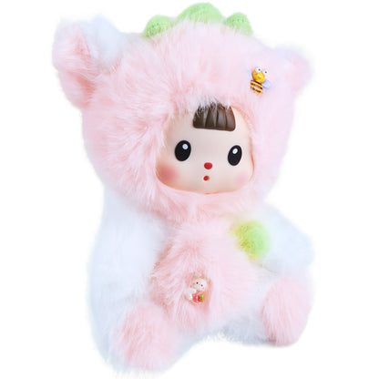 Kawaii Pink Strawberry Cat Plush Doll with Vinyl Face – Adorable 7-Inch Stuffed Animal, Soft Cotton Cuddly Toy for Kids, Teens & Women, Cute Collectible Gift for Birthday, Christmas, Room or Car Décor