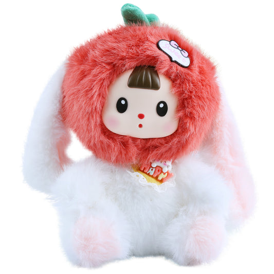 Kawaii Plush Doll – White Tomato Bunny with Vinyl Face, 7.8" Stuffed Animal Pendant, Cute Collectible Plush Toy for Girls, Boys, Teens & Women, Perfect Gift for Birthday, Christmas, Home & Car Décor
