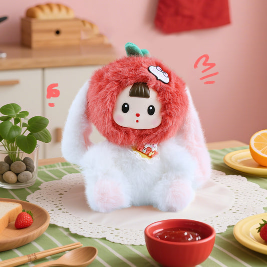 Kawaii Plush Doll – White Tomato Bunny with Vinyl Face, 7.8" Stuffed Animal Pendant, Cute Collectible Plush Toy for Girls, Boys, Teens & Women, Perfect Gift for Birthday, Christmas, Home & Car Décor
