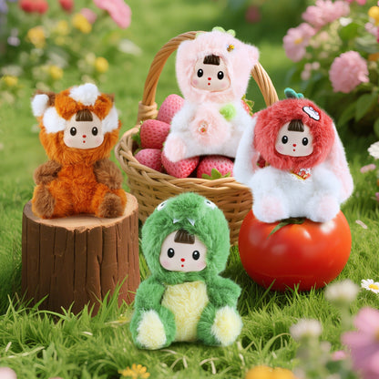 Kawaii Plush Doll – White Tomato Bunny with Vinyl Face, 7.8" Stuffed Animal Pendant, Cute Collectible Plush Toy for Girls, Boys, Teens & Women, Perfect Gift for Birthday, Christmas, Home & Car Décor