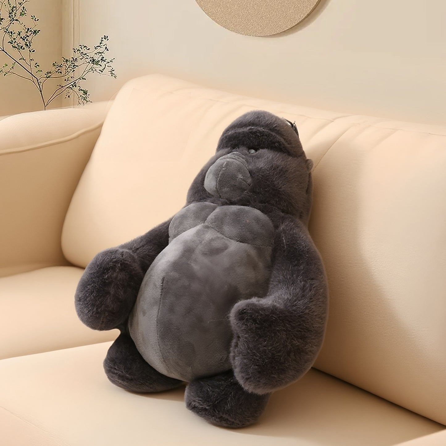Gorilla Stuffed Animal Plush Toy 23" – Realistic Black Monkey Plush for Kids, Teens & Adults | Soft Huggable Pillow Plushie for Bedtime, Travel, Sofa & Room Décor | Cute Gift for Birthday, Christmas, Valentine