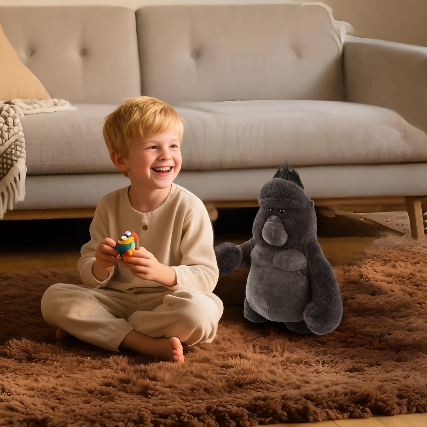 Gorilla Stuffed Animal Plush Toy 23" – Realistic Black Monkey Plush for Kids, Teens & Adults | Soft Huggable Pillow Plushie for Bedtime, Travel, Sofa & Room Décor | Cute Gift for Birthday, Christmas, Valentine