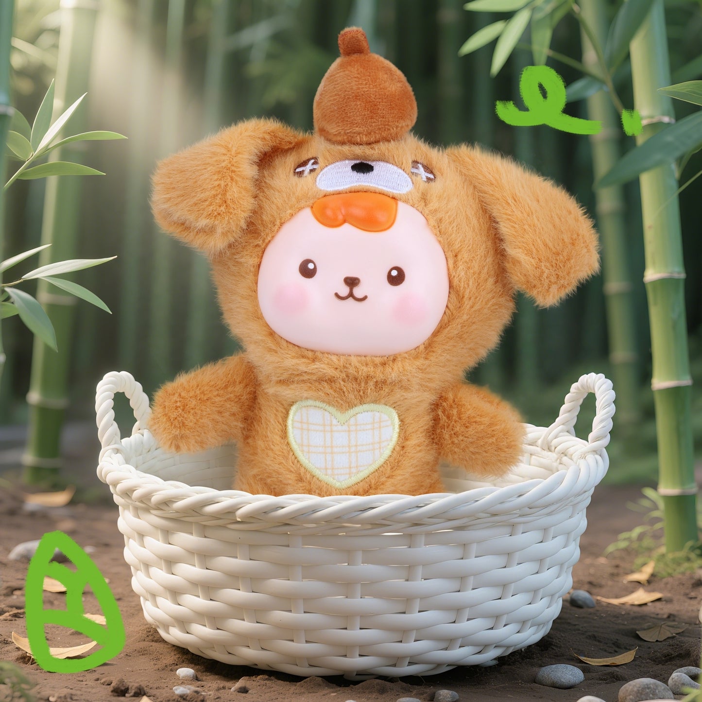 Kawaii Brown Puppy Plush Doll Keyring – Cute Dog Plush Toy with Vinyl Face & Heart Embroidery, Soft Stuffed Animal Keychain for Girls, Boys, Teens & Women, Collectible Plushie Gift, Bag Charm & Car Décor