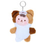 Kawaii Plush Doll Kitty Keyring – White Brown Cat Plush Toy with Vinyl Face, Soft Stuffed Animal Plushie for Kids, Teens & Women, Cute Keychain Pendant, Bag Charm, Car Décor & Collectible Gift