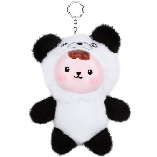 Marble – Soft Panda Vinyl Plush Doll with Keychain Charm | Kawaii Black & White Plushie, Emotional Companion & Collectible Gift