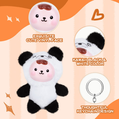 Marble – Soft Panda Vinyl Plush Doll with Keychain Charm | Kawaii Black & White Plushie, Emotional Companion & Collectible Gift