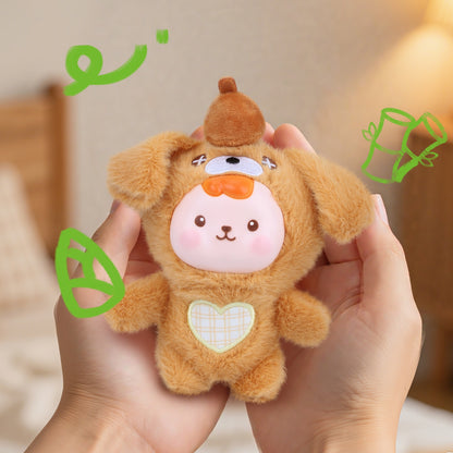 Kawaii Brown Puppy Plush Doll Keyring – Cute Dog Plush Toy with Vinyl Face & Heart Embroidery, Soft Stuffed Animal Keychain for Girls, Boys, Teens & Women, Collectible Plushie Gift, Bag Charm & Car Décor