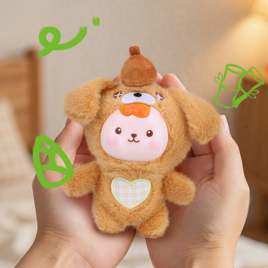 Kawaii Brown Puppy Plush Doll Keyring – Cute Dog Plush Toy with Vinyl Face & Heart Embroidery, Soft Stuffed Animal Keychain for Girls, Boys, Teens & Women, Collectible Plushie Gift, Bag Charm & Car Décor