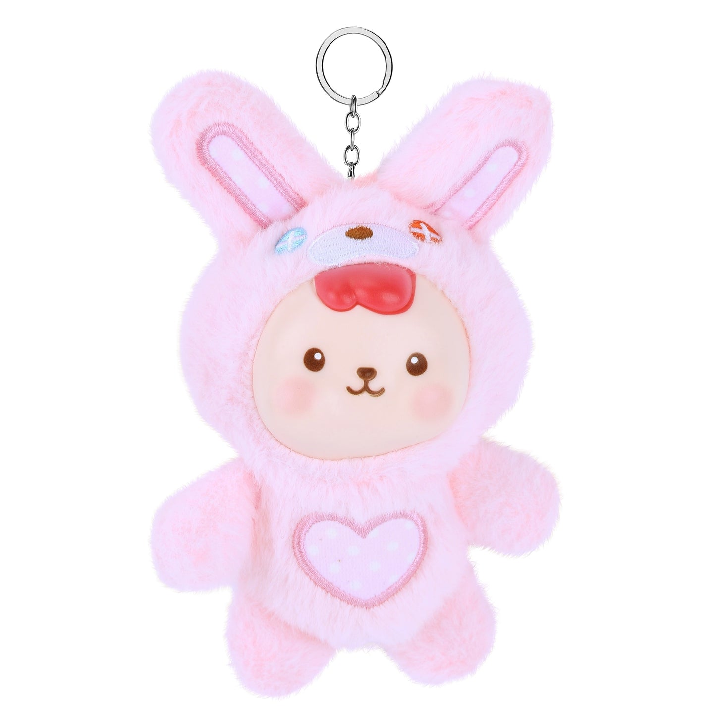 Blossom – Soft Pink Bunny Plush Doll with Vinyl Face & Heart Embroidery | Kawaii Collectible Plushie, Bag Charm & Gift for Girls, Teens, Women