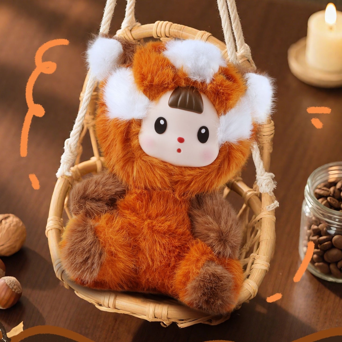 Kawaii Brown Raccoon Plush Figure Toy – Vinyl Face Stuffed Animal Doll, Cute Collectible Plushie Gift for Kids, Teens & Women, Perfect for Birthday, Christmas, Home & Car Décor