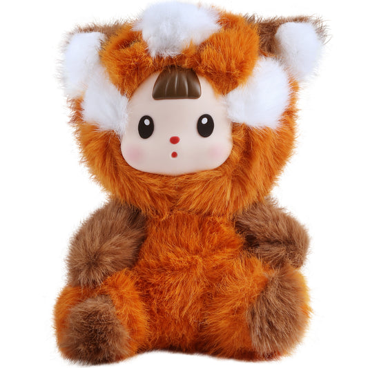 Kawaii Brown Raccoon Plush Figure Toy – Vinyl Face Stuffed Animal Doll, Cute Collectible Plushie Gift for Kids, Teens & Women, Perfect for Birthday, Christmas, Home & Car Décor