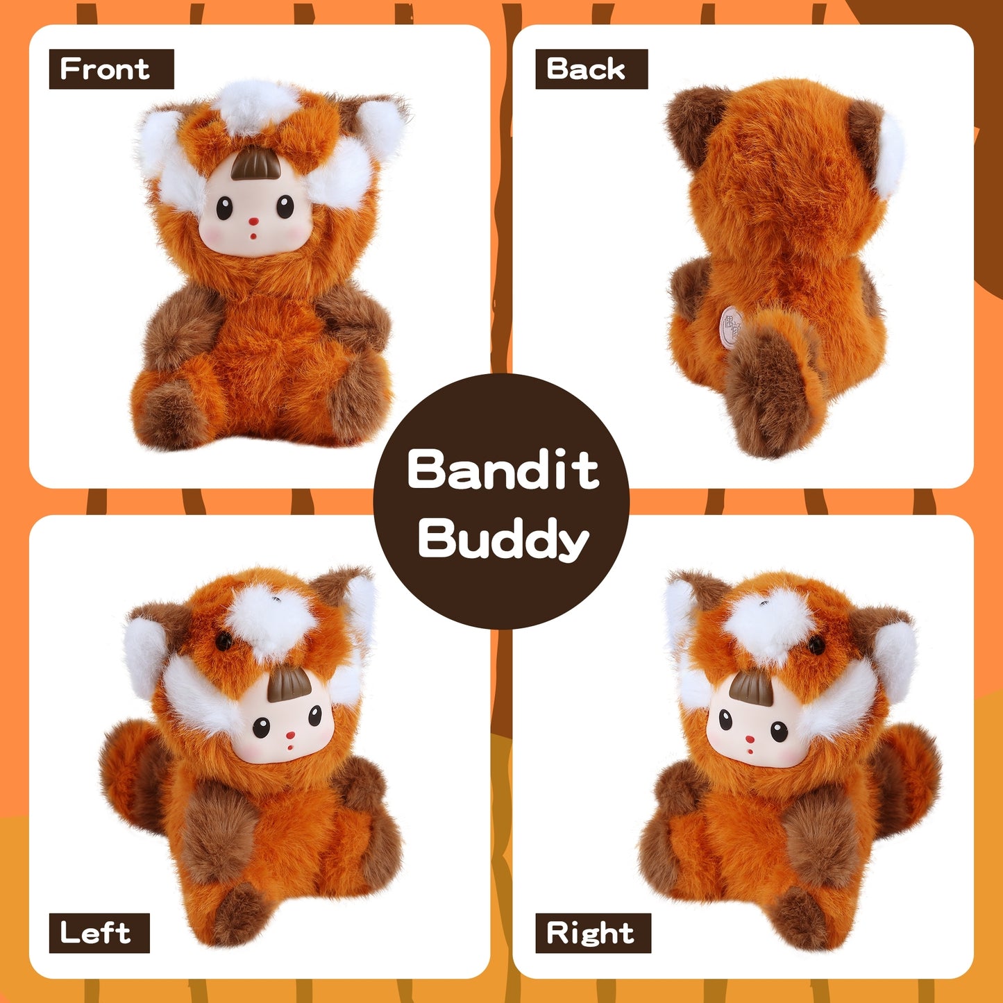 Kawaii Brown Raccoon Plush Figure Toy – Vinyl Face Stuffed Animal Doll, Cute Collectible Plushie Gift for Kids, Teens & Women, Perfect for Birthday, Christmas, Home & Car Décor