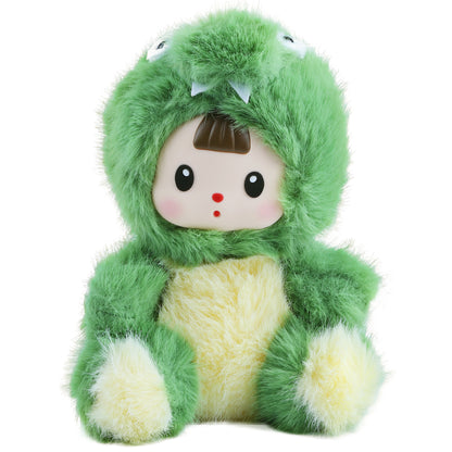 Kawaii Green Dinosaur Plush Toy with Vinyl Face – Soft Cotton Stuffed Animal Doll, Cute Collectible Gift for Kids, Teens & Women, Perfect for Hugging, Room Décor & Everyday Companionship